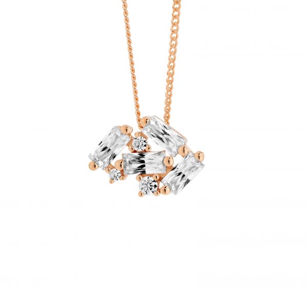 Sterling Silver Rose Gold Plated Cubic Zirconia Pendant