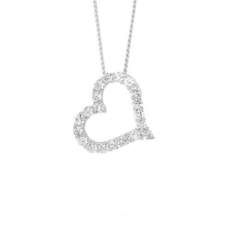 Sterling Silver Cubic Zirconia Open Heart Pendant