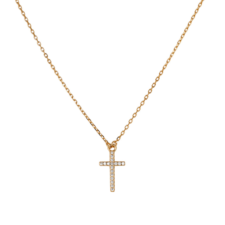 Sterling Silver Rose Gold Plated Cubic Zirconia Cross Pendant