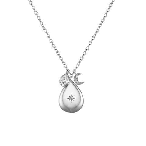 Sterling Silver Teardrop Cubic Zirconia Celestial Charms Pendant