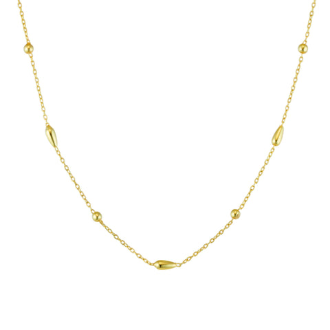 Sterling Silver Gold Plated Teardrop Fine Chain Necklace