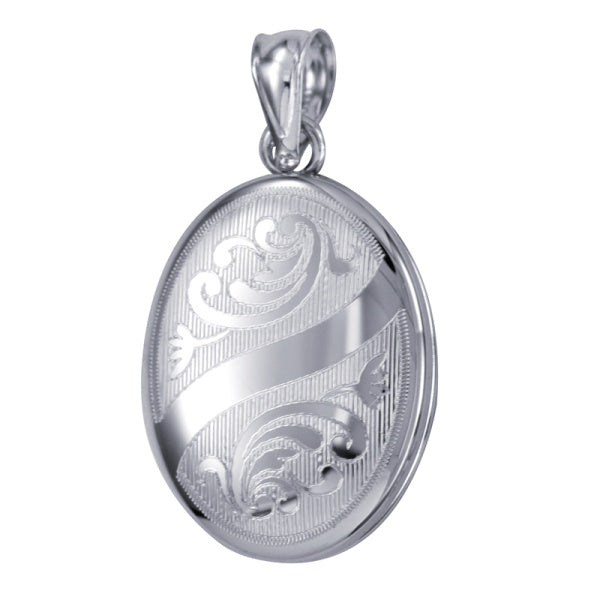 Sterling Silver Swirled Pattern Oval Locket