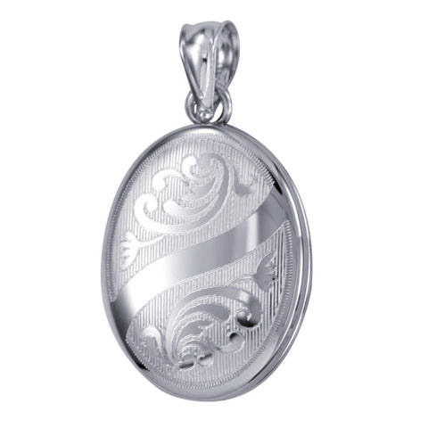 Sterling Silver Swirled Pattern Oval Locket