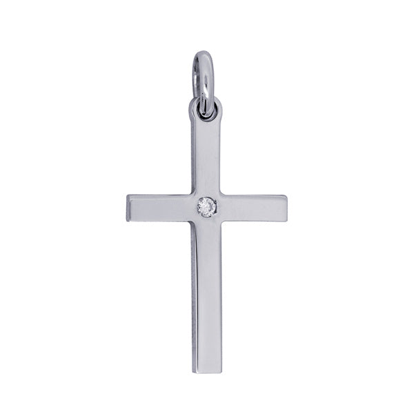 Sterling Silver Medium Cross Set With Cubic Zironcia