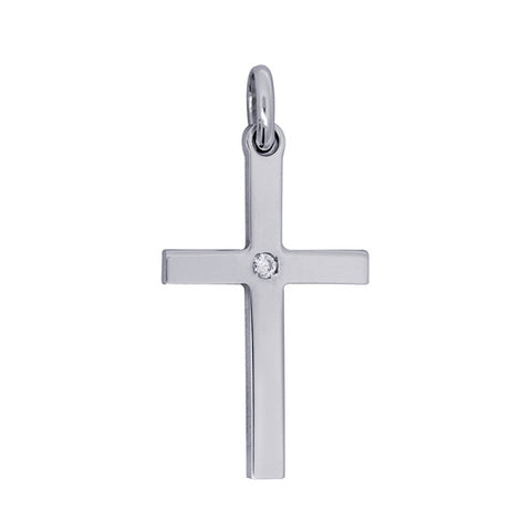Sterling Silver Medium Cross Set With Cubic Zironcia