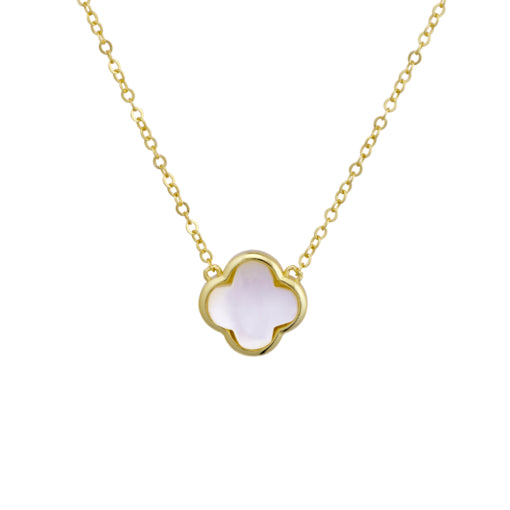 Sterling Silver Gold Plated Flower Necklace With Mother Of Pearl Pendant