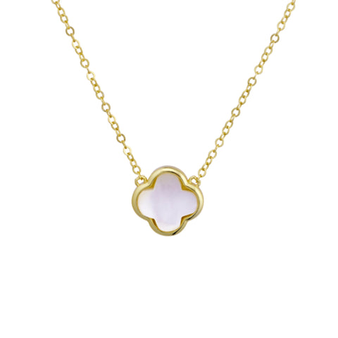 Sterling Silver Gold Plated Flower Necklace With Mother Of Pearl Pendant