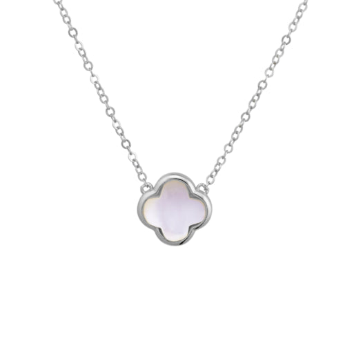 Sterling Silver Flower Necklace With Mother Of Pearl Pendant