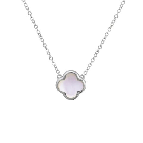 Sterling Silver Flower Necklace With Mother Of Pearl Pendant