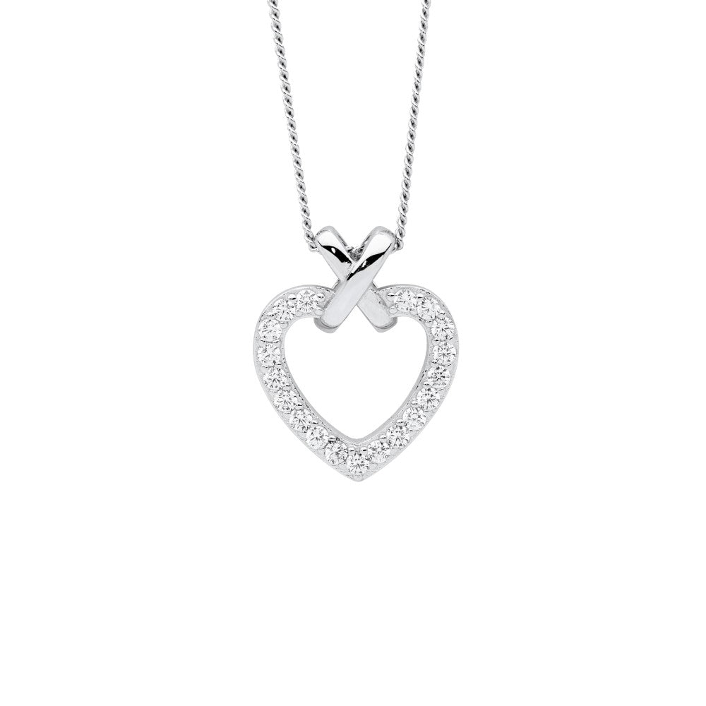Sterling Silver Cubic Zirconia Heart Pendant