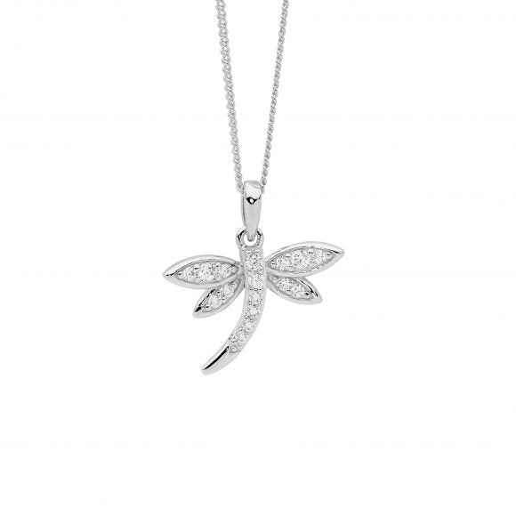 Sterling Silver Cubic Zirconia Dragonfly Pendant