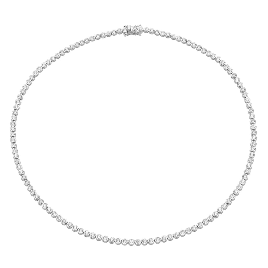 Sterling Silver Bezel Set Cubic Zirconia Necklace
