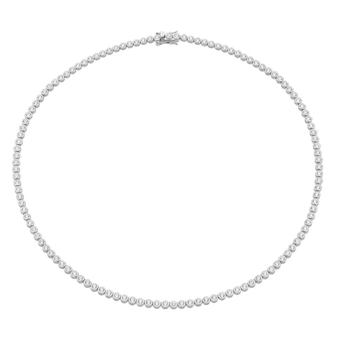 Sterling Silver Bezel Set Cubic Zirconia Necklace