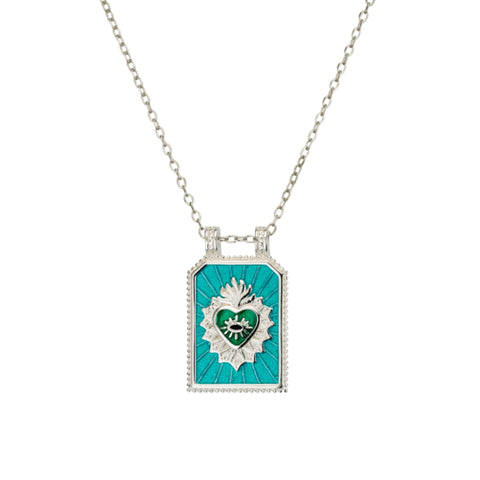 Sterling Silver Sacred Heart Tarot Pendant Necklace