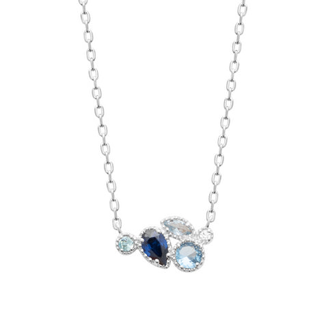 Sterling Silver Blue Synthetic Stone Necklet