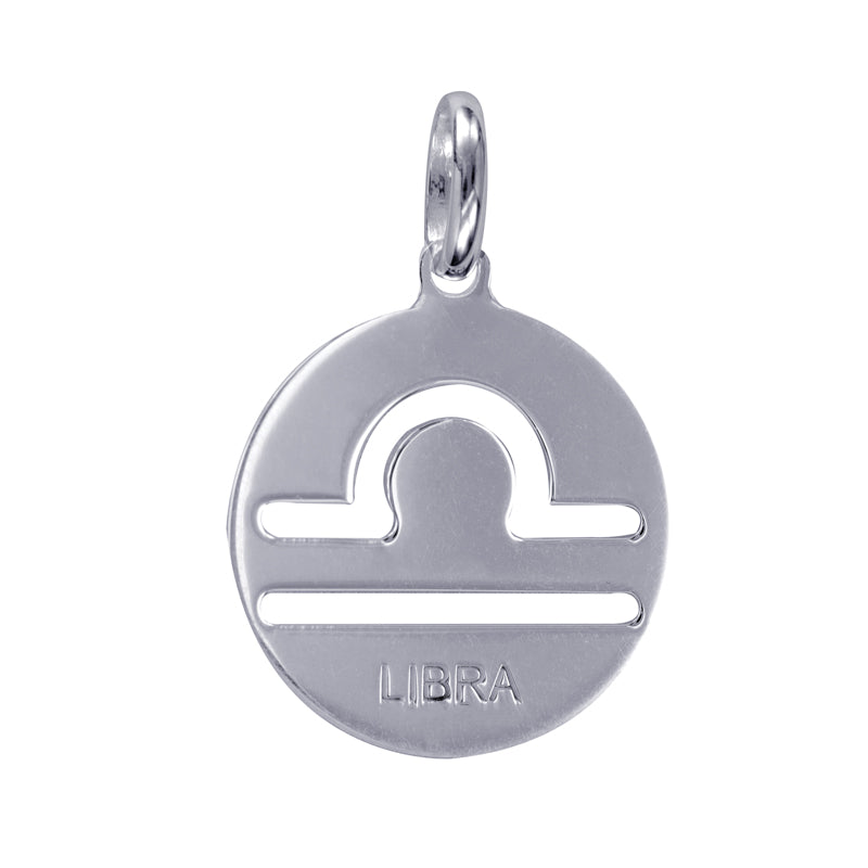 Sterling Silver Cut-out Zodiac Pendant - Libra