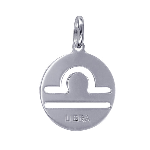 Sterling Silver Cut-out Zodiac Pendant - Libra
