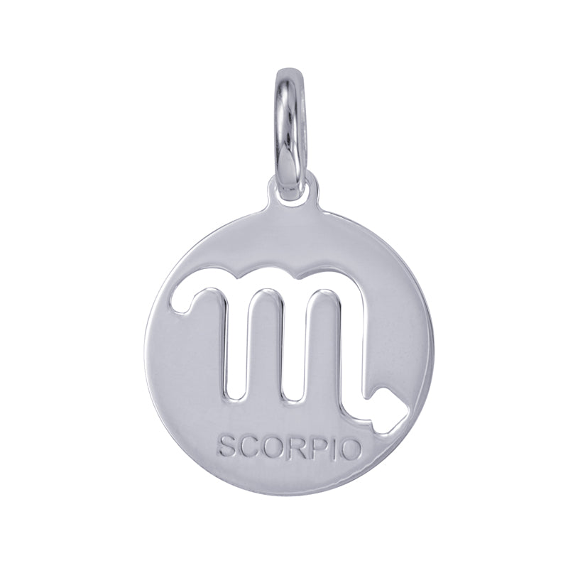 Sterling Silver Cut-out Zodiac Pendant - Scorpio