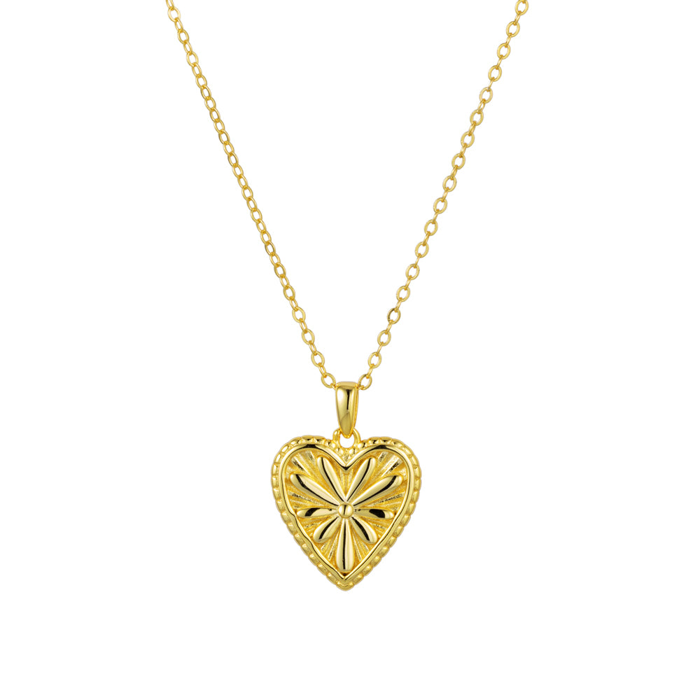 Sterling Silver Gold Plated Marigold Heart Pendant Necklace