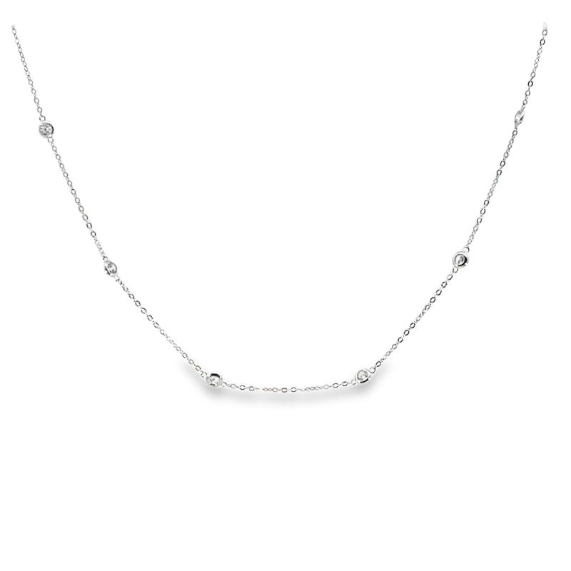 Sterling Silver Stationed CZ Necklace