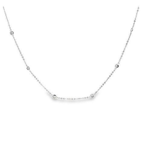 Sterling Silver Stationed CZ Necklace