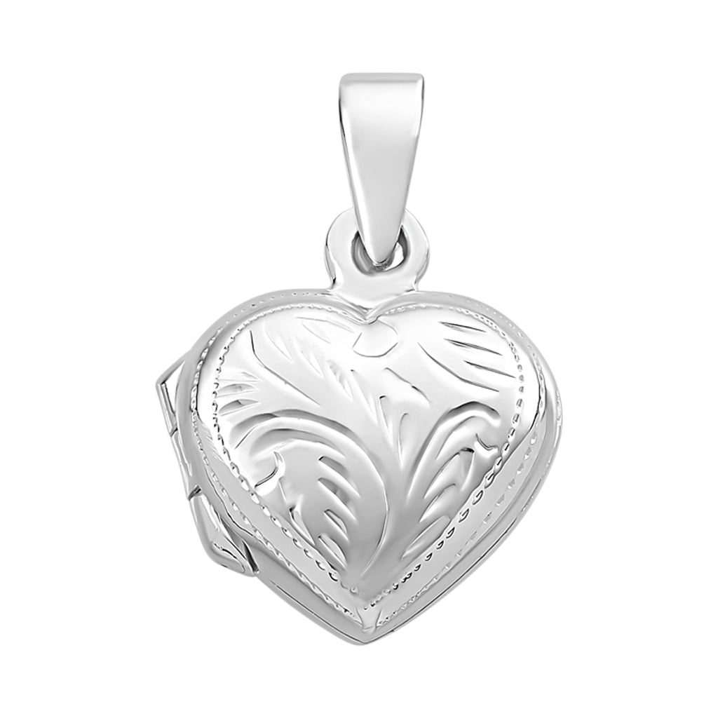 Sterling Silver Engraved Heart Locket On Chain