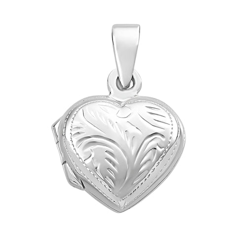 Sterling Silver Engraved Heart Locket On Chain