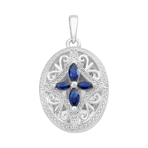 Sterling Silver Created Sapphire Locket