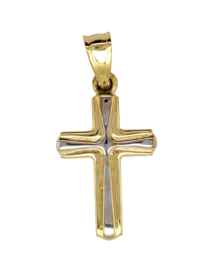 9ct Gold 2-Tone Silver Filled Cross Pendant