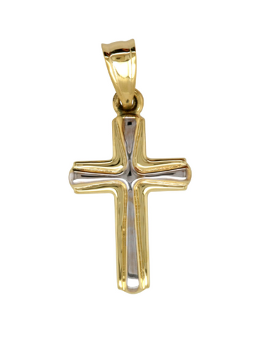 9ct Gold 2-Tone Silver Filled Cross Pendant