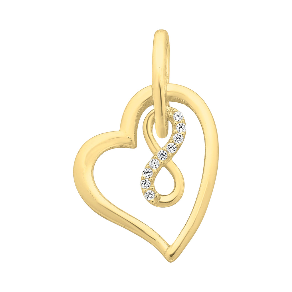 Gold Plated Sterling Silver Cubic Zirconia Heart Pendant