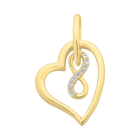Gold Plated Sterling Silver Cubic Zirconia Heart Pendant