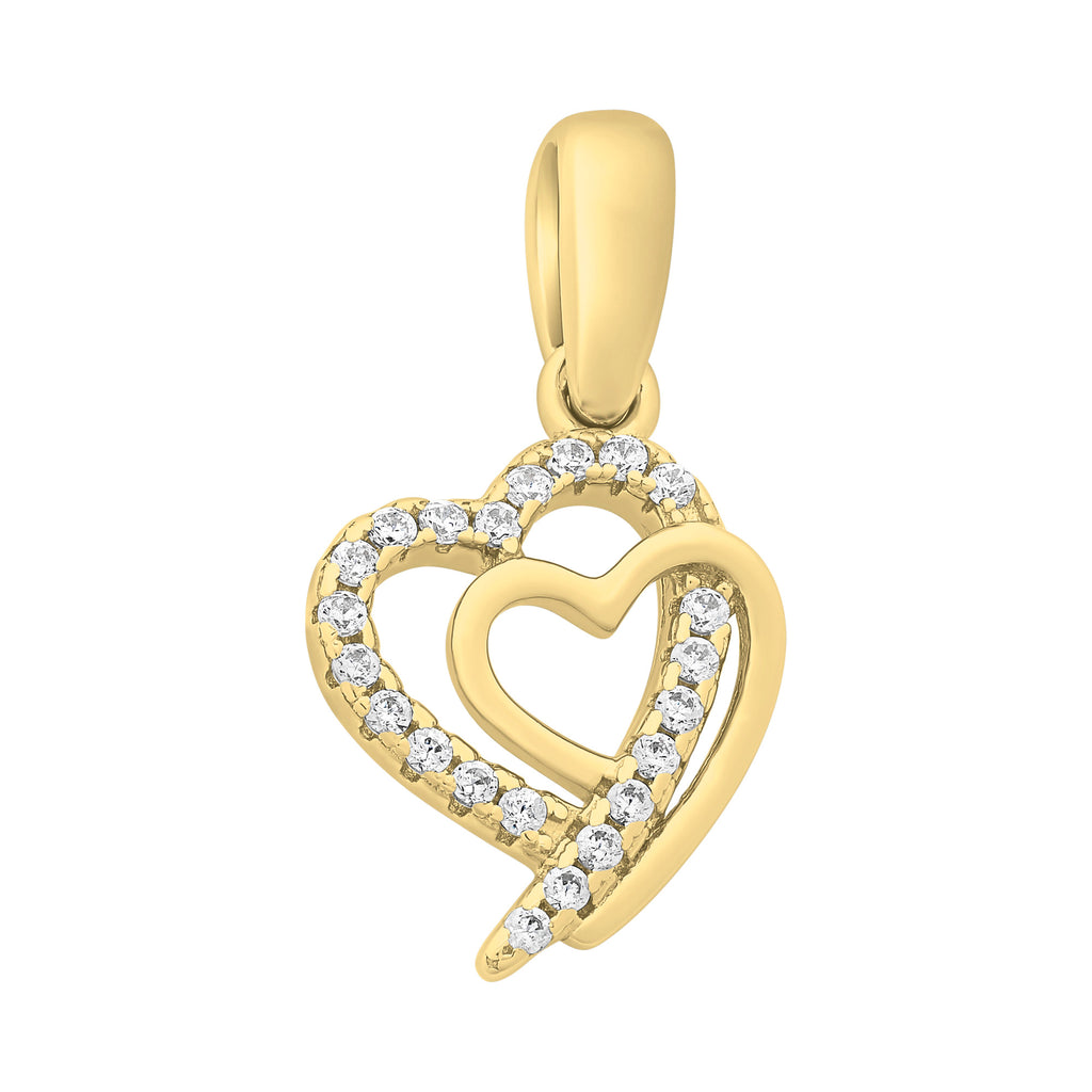 Gold Plated Cubic Zirconia Double Heart Pendant
