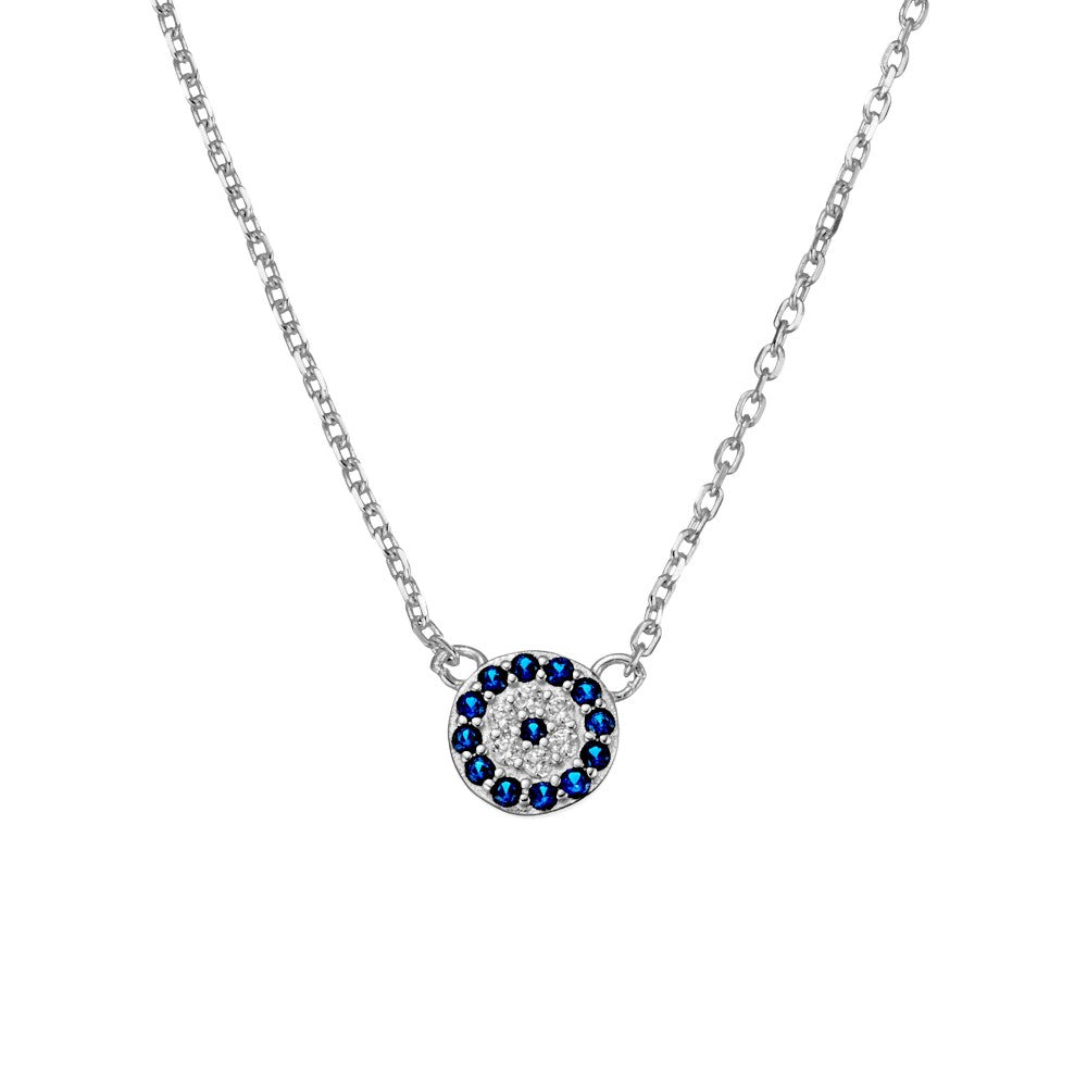 Sterling Silver CZ Evil Eye Necklace