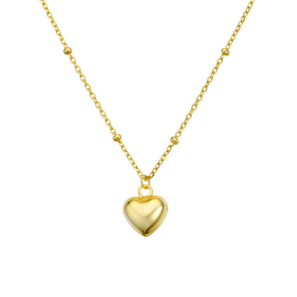 S/silver fine satellite chain necklace with mini-puff heart pendant