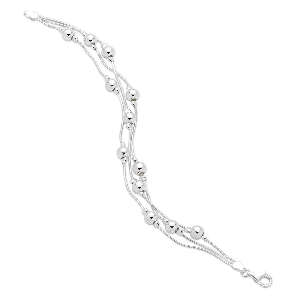 Sterling Silver Snake Chain & Ball Bracelet