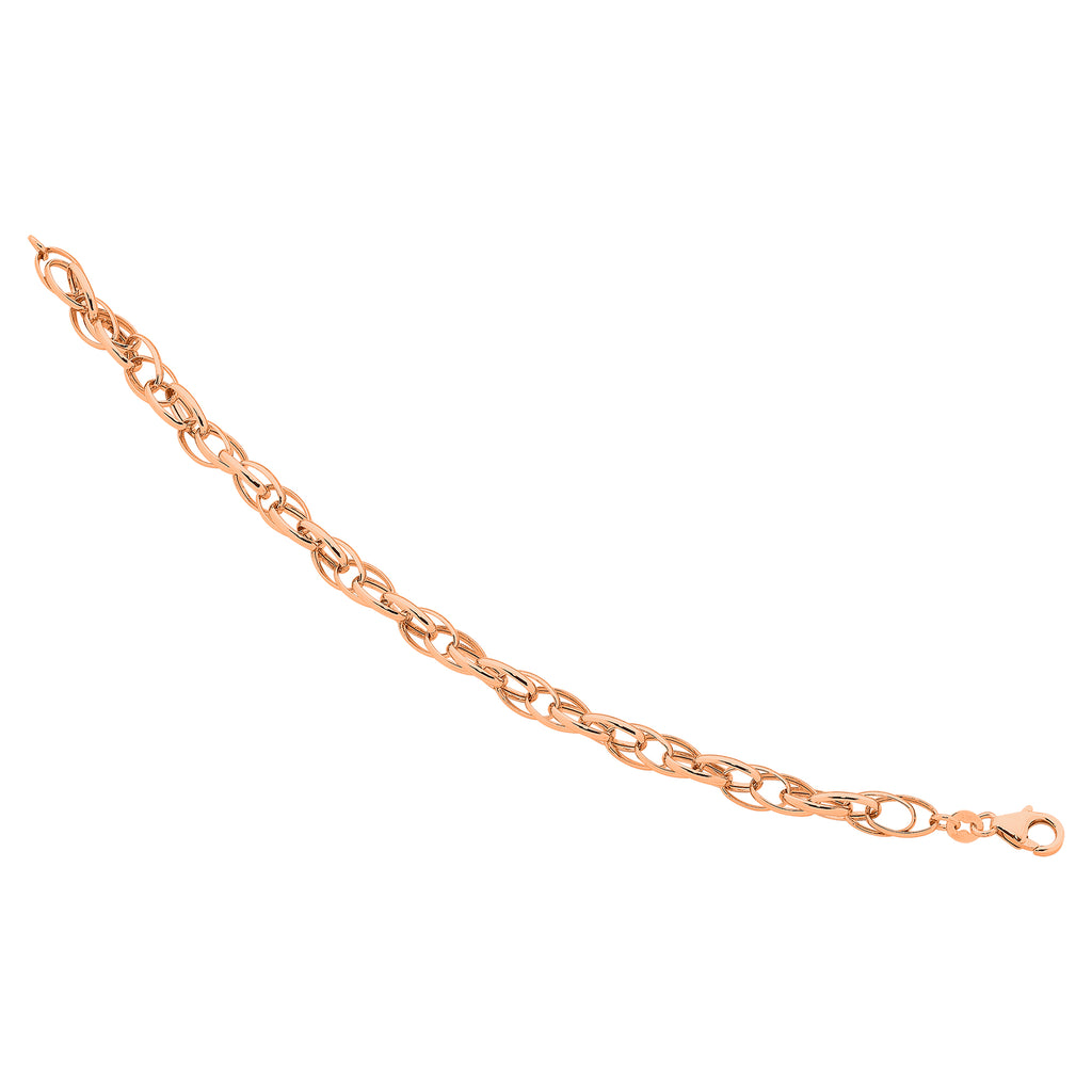 9ct Rose Gold Silver Filled Fancy Link Bracelet