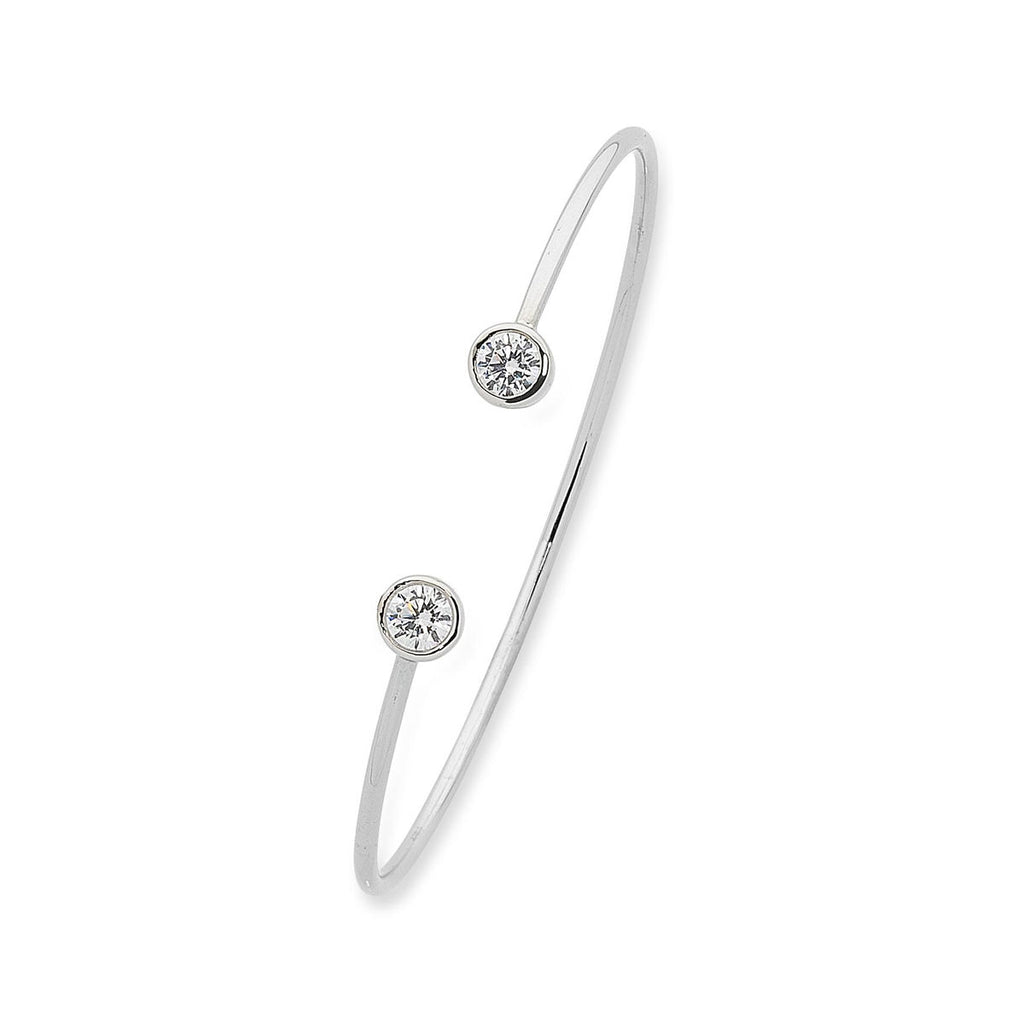 Sterling Silver Cubic Zirconia Cuff Bangle