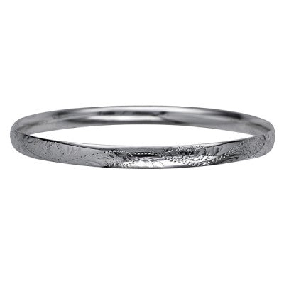 Sterling Silver 5.5mm Hand Engraved Bangle