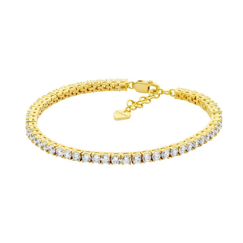 Sterling Silver Gold Plated 3mm Cubic Zirconia Tennis Bracelet