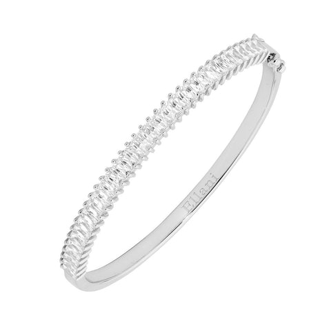 Sterling Silver Claw Set Cubic Zirconia Baguette Bangle