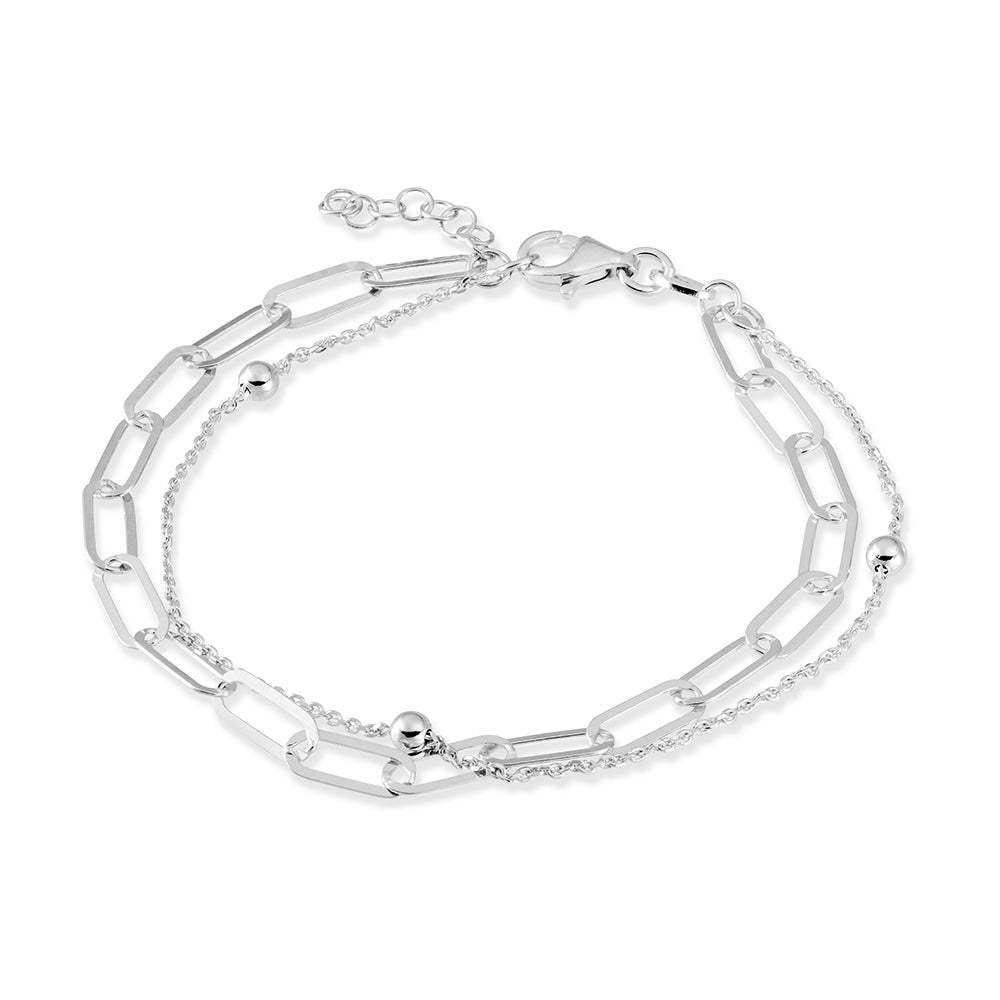 Sterling Silver Layered Double Bracelet