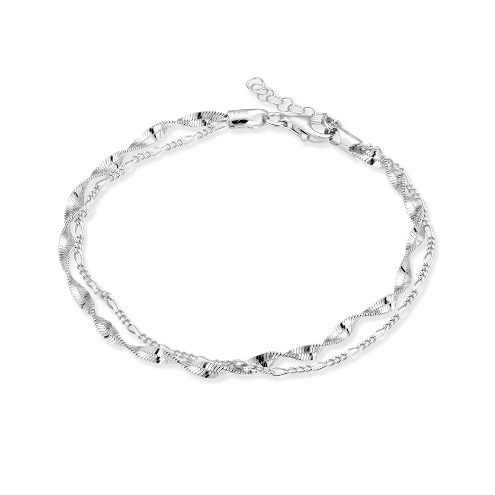 Sterling Silver Layered Double Bracelet