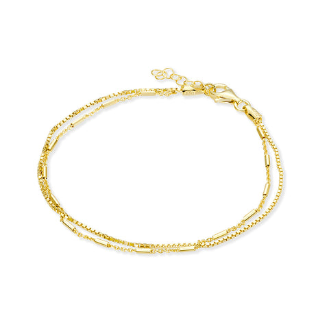 Sterling Silver Gold Plated Layered Double Bracelet