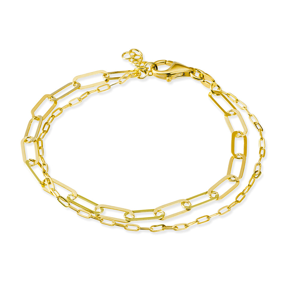 Sterling Silver Gold Plated Layered Double Bracelet