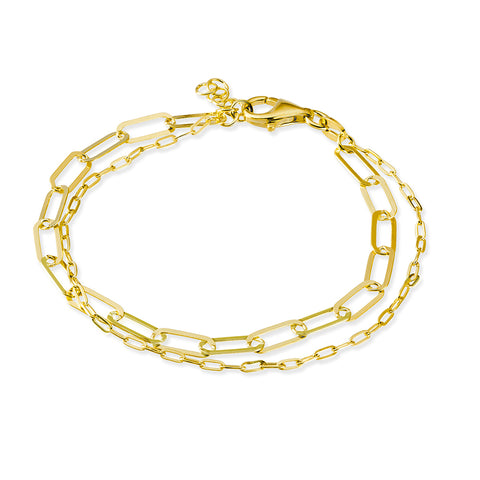 Sterling Silver Gold Plated Layered Double Bracelet