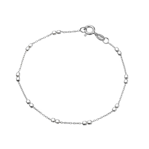 Sterling Silver Bracelet With Double Cube Bead Detail