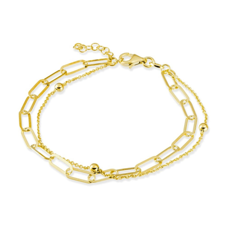 Sterling Silver Gold Plated Double Bracelet