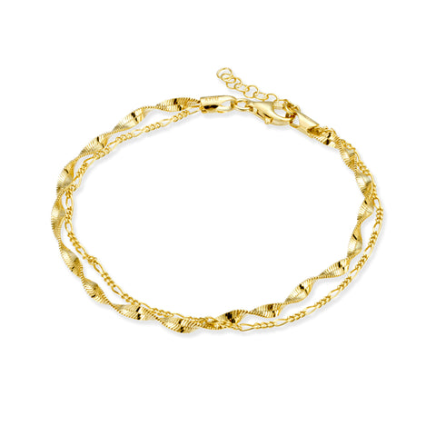 Sterling Silver Gold Plated Double Bracelet