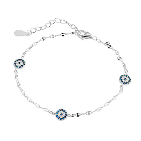 Sterling Silver Evil Eye Bracelet